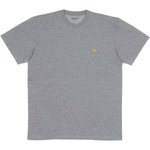 Herren Chase T-Shirt Grau Heather/Gold , Herren, Größe: L - Carhartt WIP - Modalova