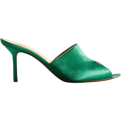 Emerald Satin High Heel Mules , female, Sizes: 4 UK, 4 1/2 UK, 5 1/2 UK, 5 UK, 6 1/2 UK - Francesco Russo - Modalova