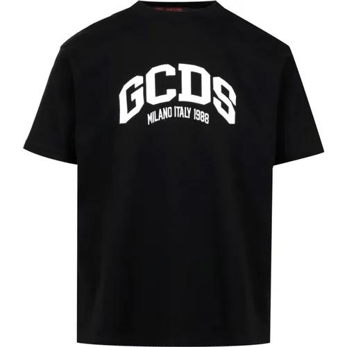Logo Loose Rundhals Baumwoll T-Shirt , Herren, Größe: S - Gcds - Modalova