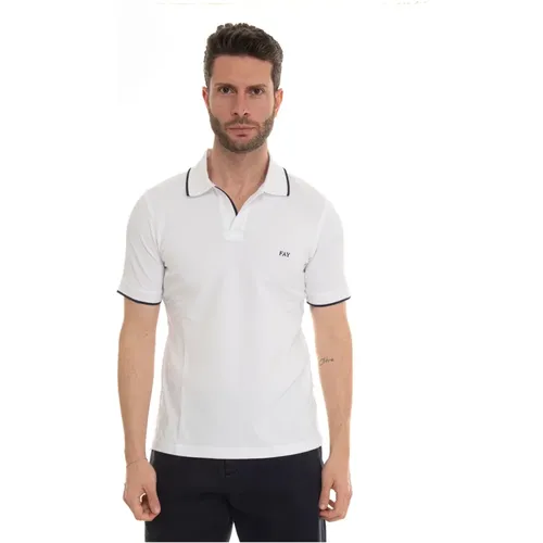 Logo Polo Shirt Textured Fabric Contrast Piping , male, Sizes: M, 2XL, L - Fay - Modalova