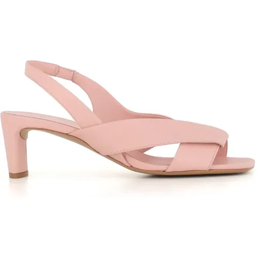 Nude Leather Crossed Strap Sandals , female, Sizes: 7 UK - DEL Carlo - Modalova