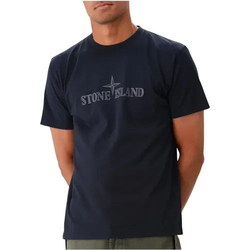 Navy Logo Tee Regular Fit , Herren, Größe: XL - Stone Island - Modalova