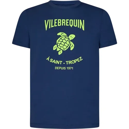 Blaue Rippstrick Crew Neck T-shirts und Polos , Herren, Größe: L - Vilebrequin - Modalova