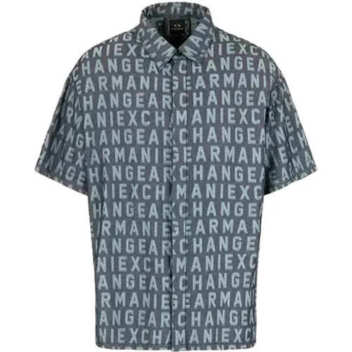 Logo Print Regular Fit Hemd , Herren, Größe: L - Armani Exchange - Modalova