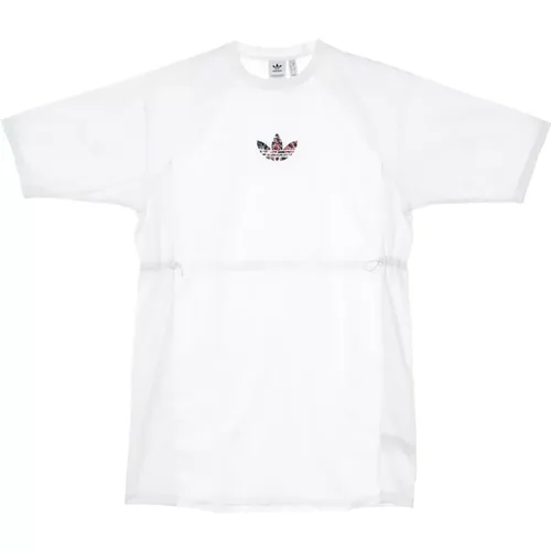 Weiße Tee-Kleid mit Trefoil-Logo - Adidas - Modalova