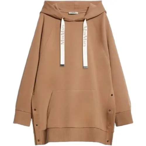 Kamel Kapuzenpullover mit Kordelzug , Damen, Größe: M - Max Mara - Modalova