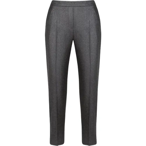 Straight Flannel Trousers Side Pockets , female, Sizes: XS, S, L - Douuod Woman - Modalova