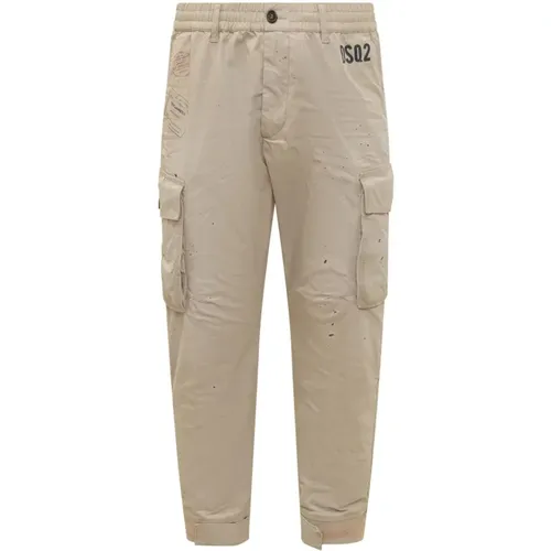 Cargo Twill Cotton Trousers , male, Sizes: L - Dsquared2 - Modalova
