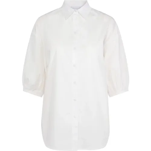 Poplin Oversized Shirt with Puffed Sleeves , female, Sizes: M - One & Other - Modalova