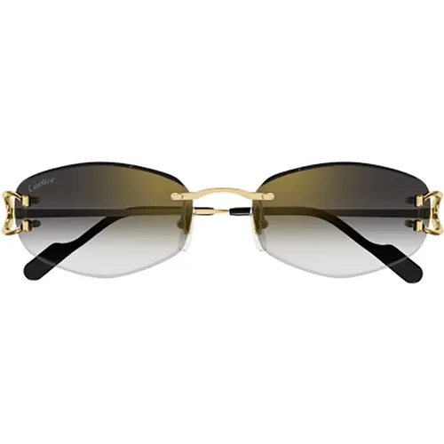 Metallic Sunglasses for Women , female, Sizes: 57 MM - Cartier - Modalova