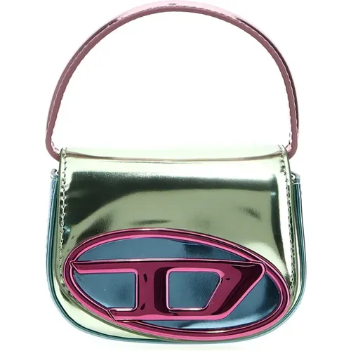 Green Metallic Leather Mini Bag , female, Sizes: ONE SIZE - Diesel - Modalova