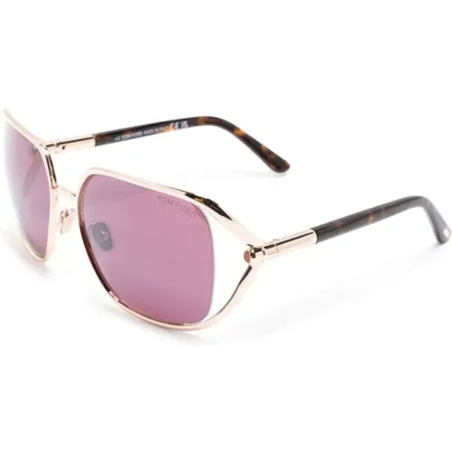 Gold Sungles - Everyday Style , female, Sizes: 60 MM - Tom Ford - Modalova