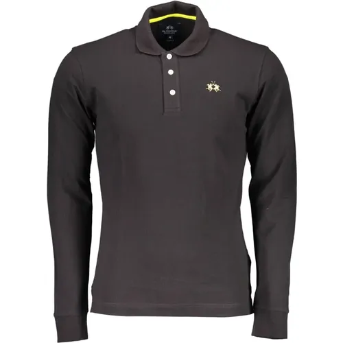 Schwarzes Baumwoll-Poloshirt mit Stickerei , Herren, Größe: XL - LA MARTINA - Modalova