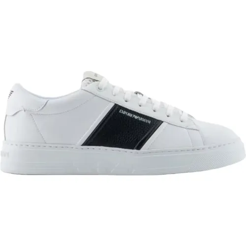 Weiße Logo Calfskin Sneakers , Herren, Größe: 41 EU - Emporio Armani - Modalova