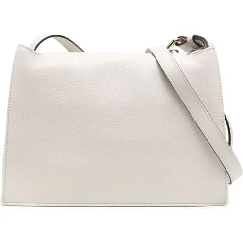 White Grained Leather Shoulder Bag , female, Sizes: ONE SIZE - Furla - Modalova