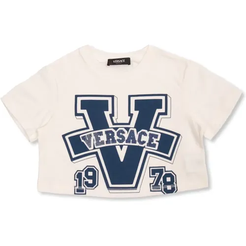 Crop-T-Shirt mit Logo Versace - Versace - Modalova