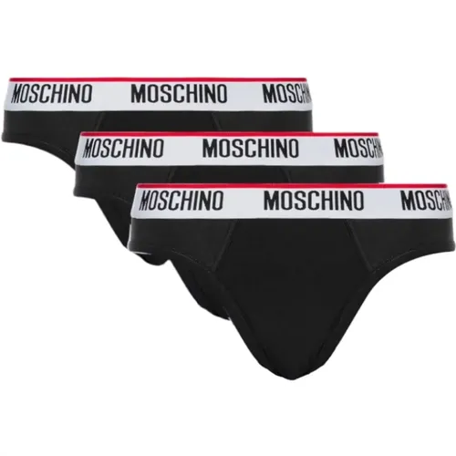 Set mit 3 Slips aus Stretch-Jersey mit individuellem Jacquard-Elastikband , Herren, Größe: L - Moschino - Modalova