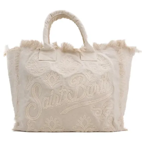 Cotton Women's Bag Fringed Logo Embroidery , female, Sizes: ONE SIZE - MC2 Saint Barth - Modalova