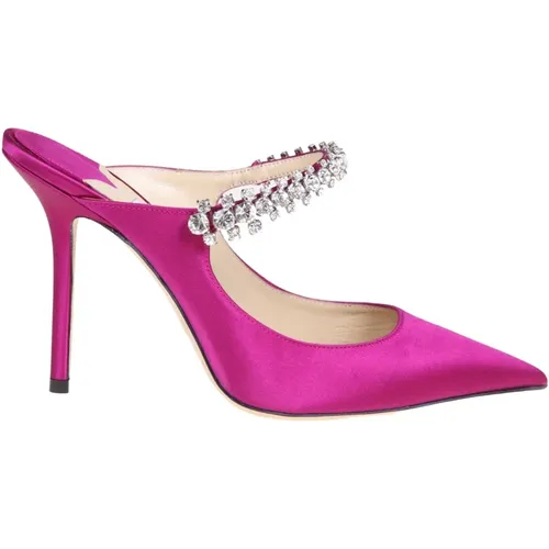 Raspberry Satin Crystal Mules , female, Sizes: 4 1/2 UK, 5 UK, 6 UK, 2 UK, 3 UK - Jimmy Choo - Modalova