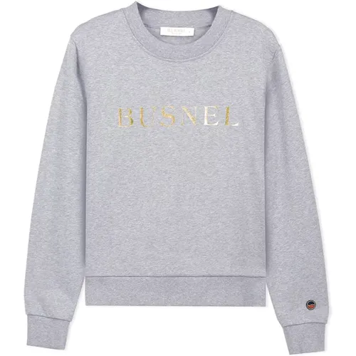 Grey Melange Sweatshirt - Clic Round Neck , female, Sizes: XS, M, L, 2XL, S, XL - Busnel - Modalova