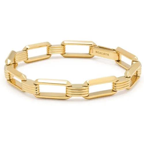 Gold Link Armband , Herren, Größe: 2XL - Nialaya - Modalova
