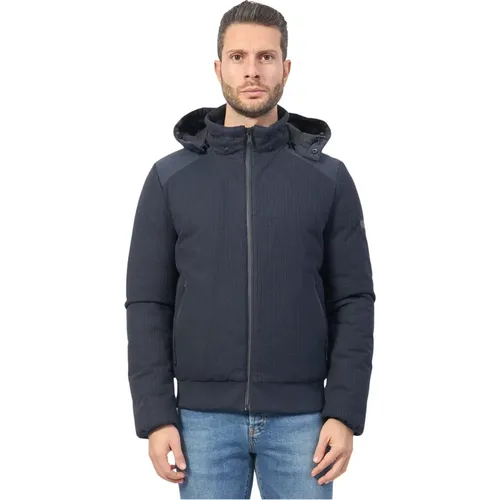 Blaue Strick Softshell Kapuzenjacke , Herren, Größe: M - YES ZEE - Modalova