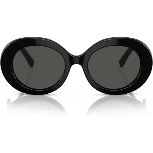 Ovale Schwarze Sonnenbrille mit Dunkelgrauen Gläsern , Damen, Größe: 51 MM - Dolce & Gabbana - Modalova