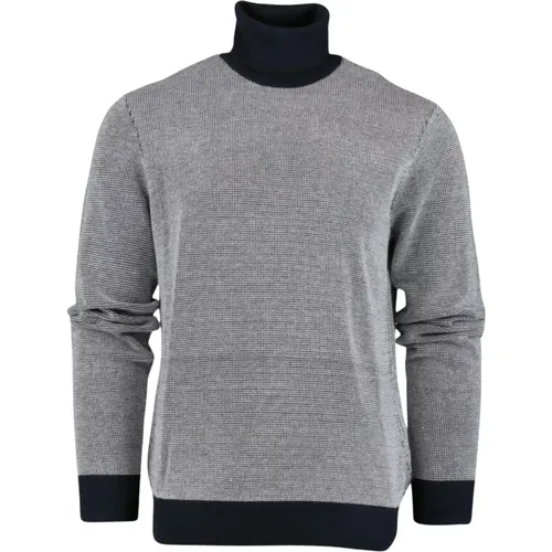 Blaue Sweaters mit U Ciclista Microfantasia , Herren, Größe: L - Armani Exchange - Modalova