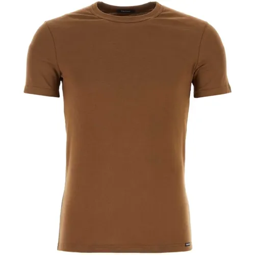 Stretch Baumwoll T-Shirt , Herren, Größe: L - Tom Ford - Modalova