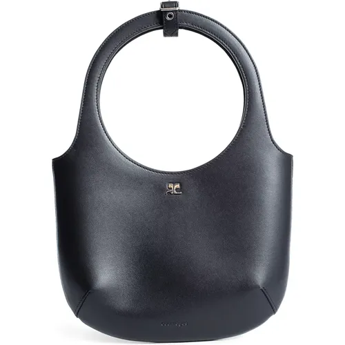 Schwarze Lederhandtasche mit Obergriff , Damen, Größe: ONE Size - Courrèges - Modalova