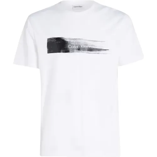 Herren T-Shirt mit Bürstenlogo , Herren, Größe: 2XL - Calvin Klein - Modalova