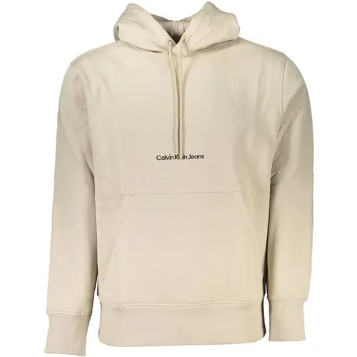 Beiger Fleece-gefütterter Hoodie - Zeitloser Komfort , Herren, Größe: S - Calvin Klein - Modalova