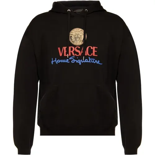 Logo Hooded Sweatshirt , male, Sizes: M - Versace - Modalova