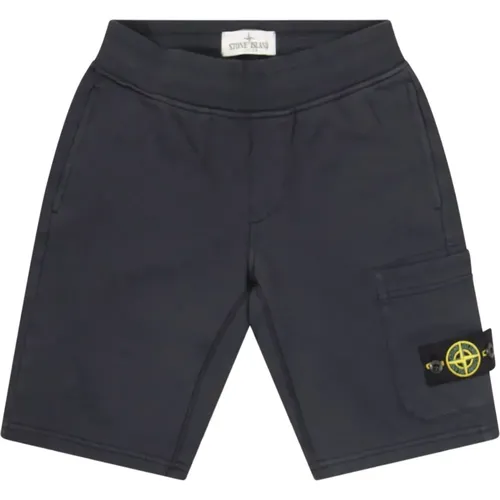 Blaue Kinder Bermuda Shorts Elastischer Bund - Stone Island - Modalova