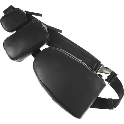 Leather Belt Bag with Adjustable Strap , male, Sizes: ONE SIZE - Emporio Armani - Modalova
