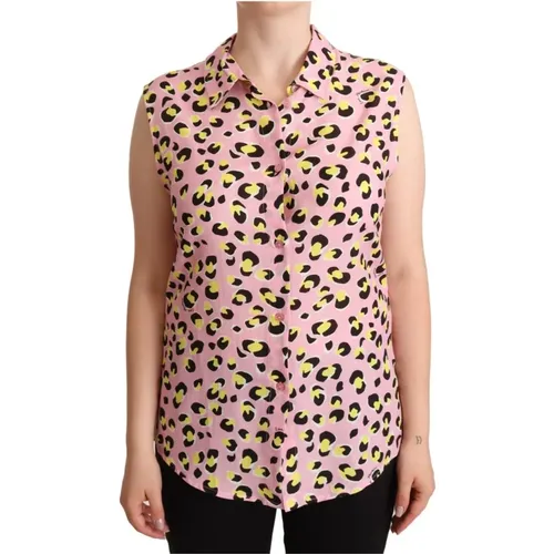 Leopard Print Sleeveless Polo Shirt - Love Moschino - Modalova