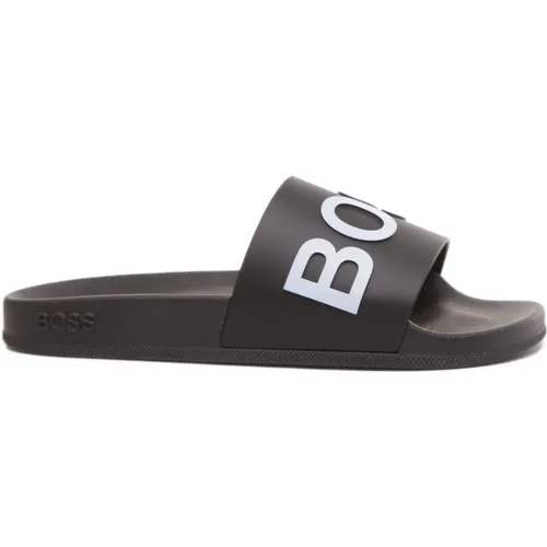 White Sliders for Men , male, Sizes: 8 UK, 11 UK - Boss - Modalova