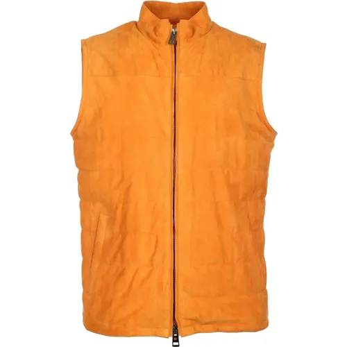 Leather Gilet Down Jacket , male, Sizes: M, L - Kired - Modalova