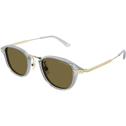 Grey Brown Sunglasses Mb0336S 003 , male, Sizes: 48 MM - Montblanc - Modalova