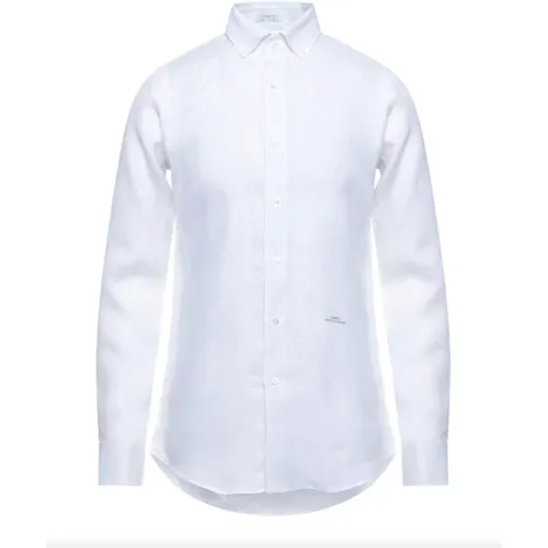 Weiße Leinenhemd mit Langen Ärmeln , Herren, Größe: L - Malo - Modalova