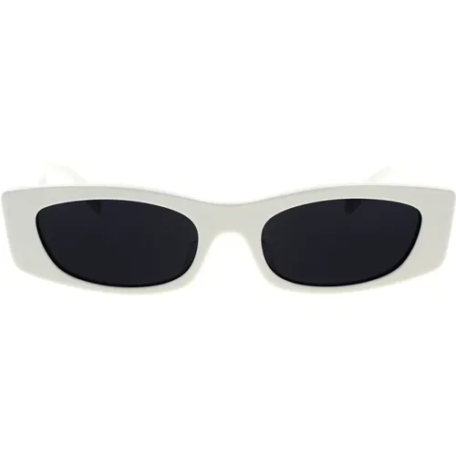 Geometrische Sonnenbrille aus weißem Acetat mit dunklen Rauchgläsern - Celine - Modalova