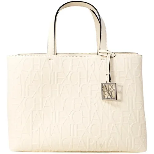 Weiße Damenhandtasche mit Reißverschluss - Armani Exchange - Modalova