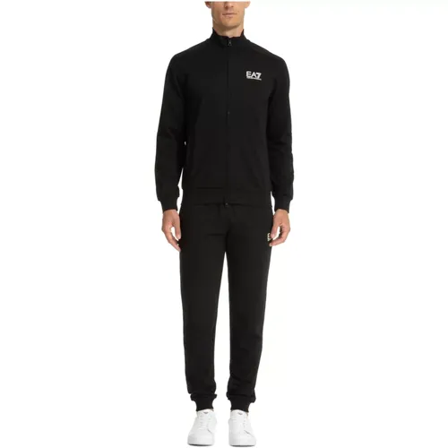 Plain Zip Tracksuit with Logo , male, Sizes: S, L, XL - Emporio Armani EA7 - Modalova