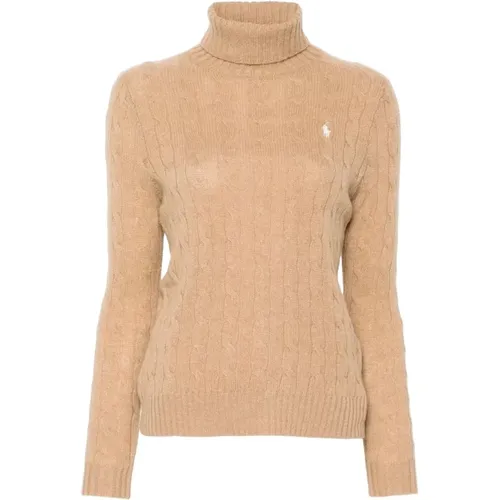 Beiger Strickpullover mit Polo Pony , Damen, Größe: L - Polo Ralph Lauren - Modalova