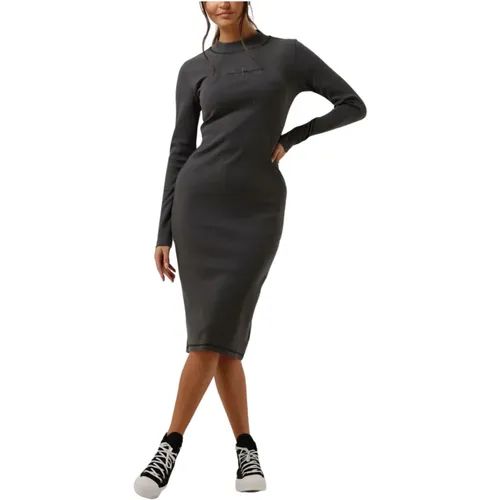 Rib Ls Kleid Hero Monolog , Damen, Größe: L - Calvin Klein - Modalova