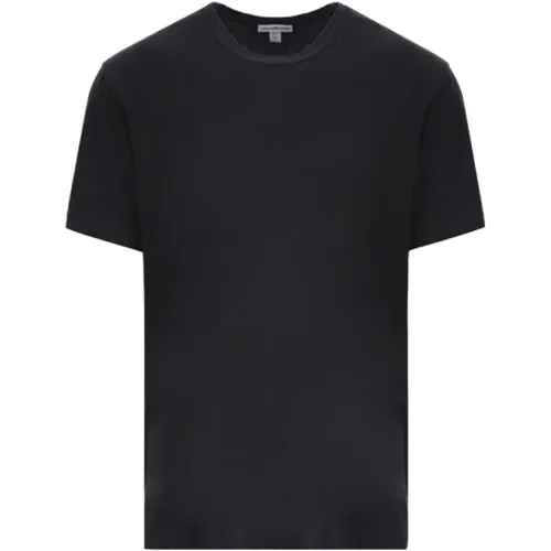 Dunkelgraues Baumwoll-Jersey T-Shirt mit Monogramm Etikett , Herren, Größe: L - James Perse - Modalova