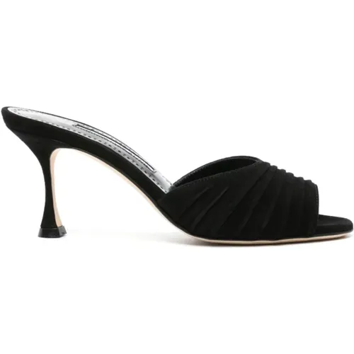 Suede Mule Sandals with Draped Details , female, Sizes: 4 UK, 5 UK - Manolo Blahnik - Modalova