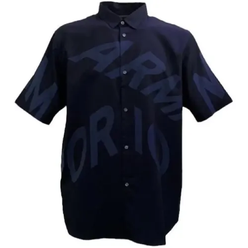 Men`s Short Sleeve Over FIT Shirt with Maxi Logo , male, Sizes: L - Emporio Armani - Modalova