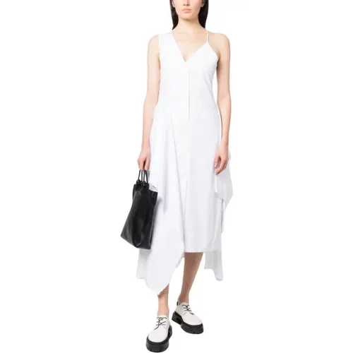 Asymmetrisches Weißes Kleid mit Seitenschlitz und Drapierten Paneelen - Niccolò Pasqualetti - Modalova