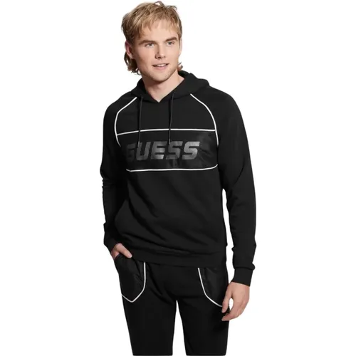 Kapuzenpullover mit Frontlogo - Schwarz , Herren, Größe: M - Guess - Modalova